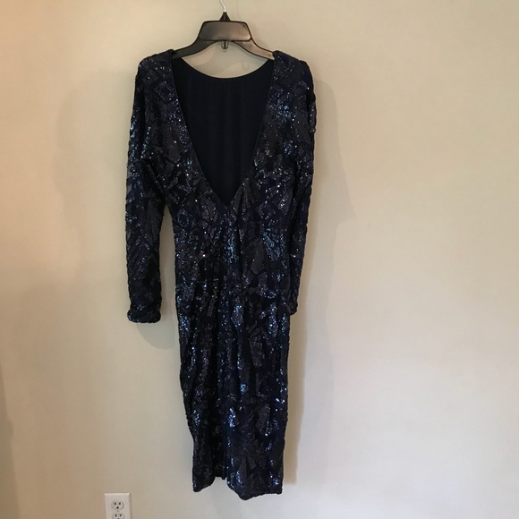Stunning Navy Sequined Dress The Population Dress - Picture 4 of 8